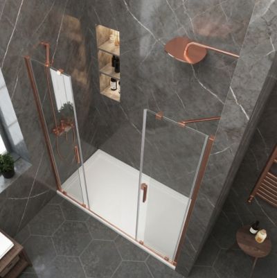 Параван за душ Elgio Rose Gold Mat  между стени