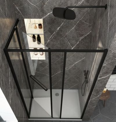 Параван за душ Graziana Black Matt  между стени