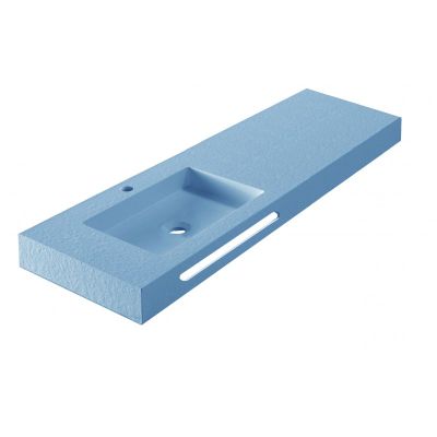 RESIN POLY MARBLE Стенен умивалник 120/46 см, Sky Blue мат, басейн вляво, 12046BL/L