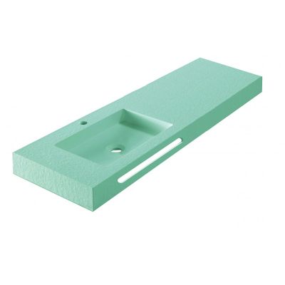 RESIN POLY MARBLE Стенен умивалник 120/46 см, Mint Green мат, басейн вляво, 12046LG/L