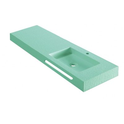 RESIN POLY MARBLE Стенен умивалник 120/46 см, Mint Green мат, басейн вдясно, 12046LG/R