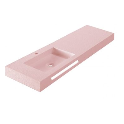 RESIN POLY MARBLE Стенен умивалник 120/46 см, Antique Pink мат, басейн вляво, 12046PINK/L