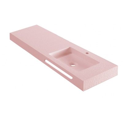 RESIN POLY MARBLE Стенен умивалник 120/46 см, Antique Pink мат, басейн вдясно, 12046PINK/R