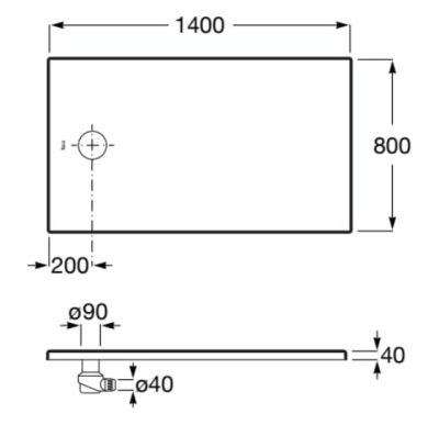 Roca CRATOS Свръхплоско керамично душ-корито 140 x 80 Senceramic® MAT WHITE