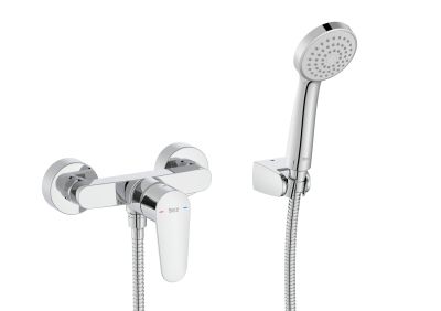 Roca Victoria Plus Стенен смесител за душ с душ слушалка, шлаух 1,50 м и държач
