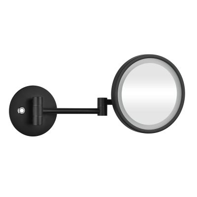 Bemeta DARK Козметично огледало Ø 200 мм, с LED осветление, черен
