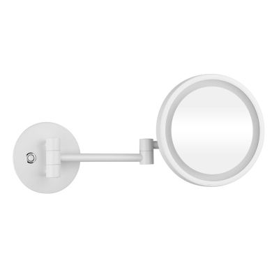 Bemeta WHITE Козметично огледало Ø 200 мм, с LED осветление, бял