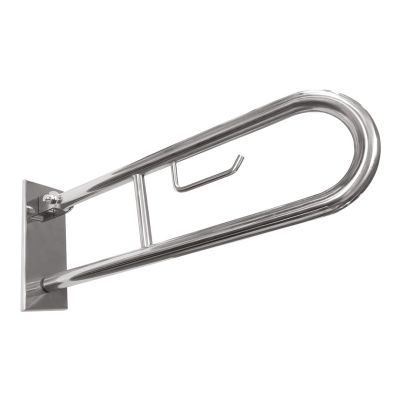 Bemeta HELP U-образна сгъваема опора с държач за тоалетна хартия 900 мм, неръждаема стомана, хром мат, мат, с капачка