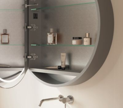 MT NOX Кръгъл шкаф с огледало и LED осветление Ø 80 см