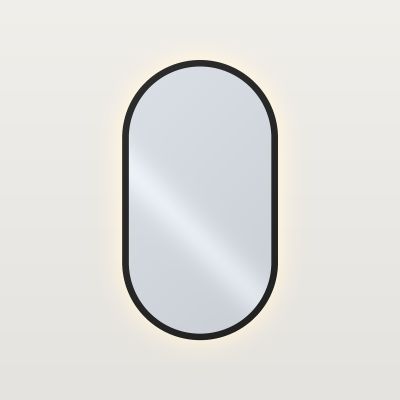 MT HARU Огледало с форма на капсула, LED подсветка и рамка 90 x 50 см, рамка черен мат