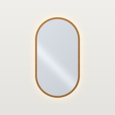 MT HARU Огледало с форма на капсула, LED подсветка и рамка 90 x 50 см, рамка четкан бронз