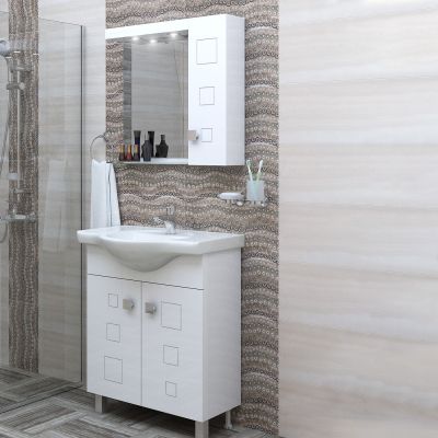 PVC Комплект шкафове за баня Дея 70 см, бял гланц
