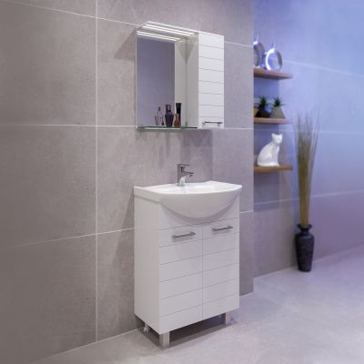 PVC Комплект шкафове за баня Корнер 60 см, бял гланц