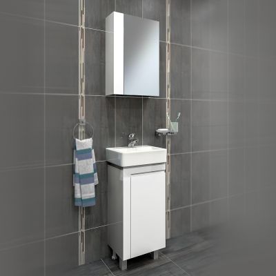 PVC Комплект шкафове за баня Вега 38 см, бял гланц