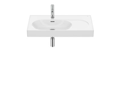 Roca MERIDIAN Асиметричен умивалник Fineceramic®, ляв 80 x 46 см, бял гланц