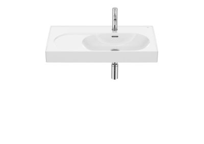 Roca MERIDIAN Асиметричен умивалник Fineceramic®, десен 80 x 46 см, бял гланц