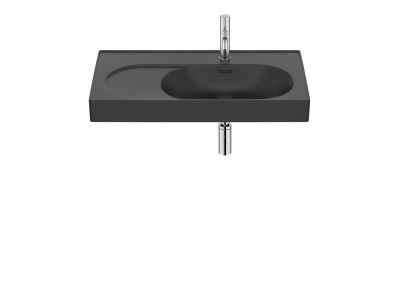 Roca MERIDIAN Асиметричен умивалник Fineceramic®, десен 80 x 46 см, черен мат