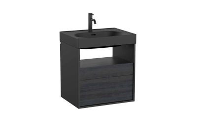 Roca MERIDIAN Мебел с две чекмеджета и открит рафт 60 см, черен / абанос