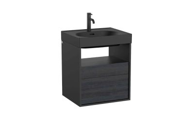 Roca MERIDIAN Мебел с две чекмеджета и открит рафт 55 см, черен / абанос