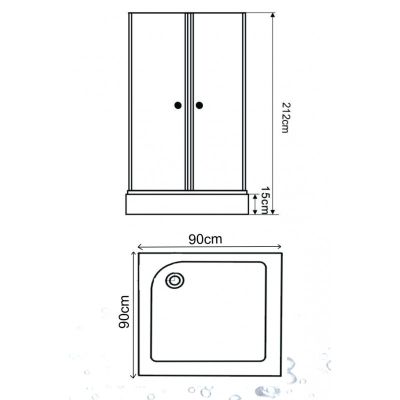 Хидромасажна душ кабина ПЕРЛА 90x90 см, бял гръб, ICSH 8621