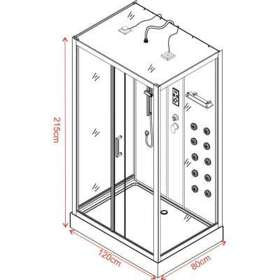 Хидромасажна душ кабина ВИЛИЯ 120x80 см, черен профил, ICSH 8536