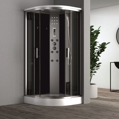Хидромасажна душ кабина ЧАР 90x90 см, черен гръб, ICSH 888LT NEW