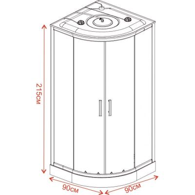 Хидромасажна душ кабина ЧАР 90x90 см, черен гръб, ICSH 888LT NEW